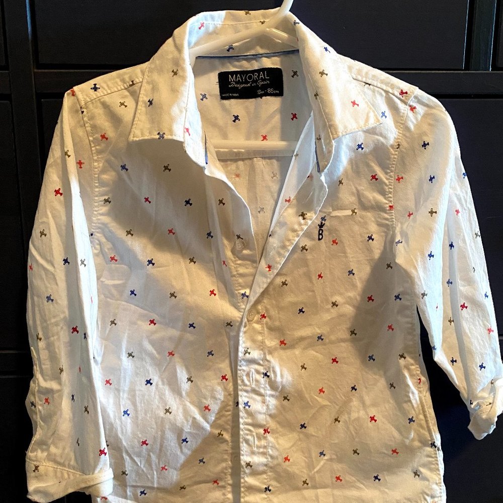 Mayoral airplane button-up shirt